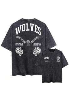 2026 Darc Wolf Costume Retro Washed Men's T-Shirt Cotton 3D Design Loose-Fitting Summer Gym T-Shirt Perfect For Fitness Weight Training Casual Easy-Going Whitetops Valentine Outfit Mardigras Summertops Gift For Women Elegant Outfit Fairycore - màu đen - Xem 2