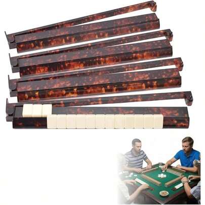 Mahjong Tile Rack With Pusher Portable Mahjong Ruler Two-In-One Pusher With Pusher