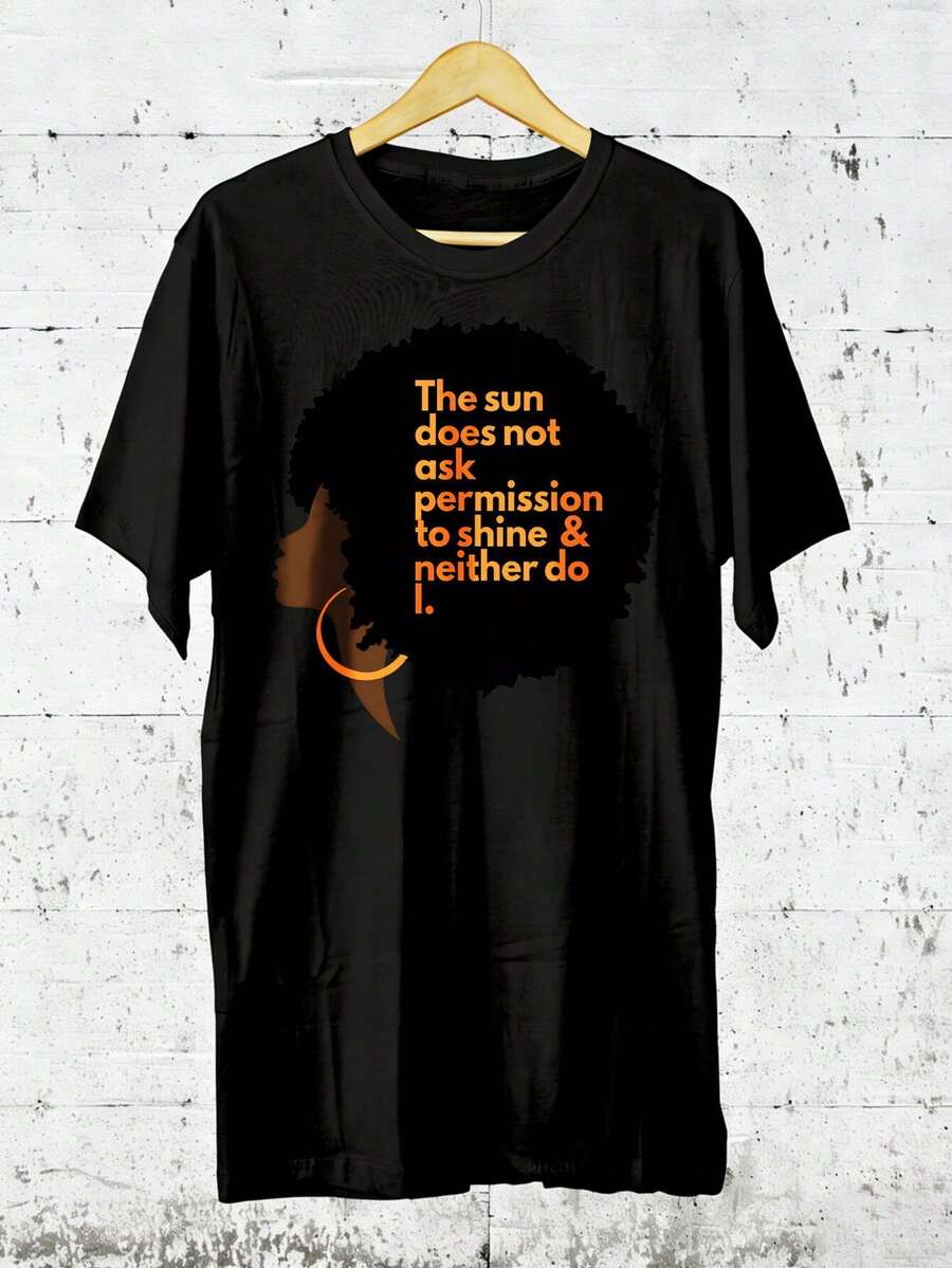 Empowerment Sweatshirt with Afro Silhouette: Motivational Tee for Black Men - noir - Voir 1
