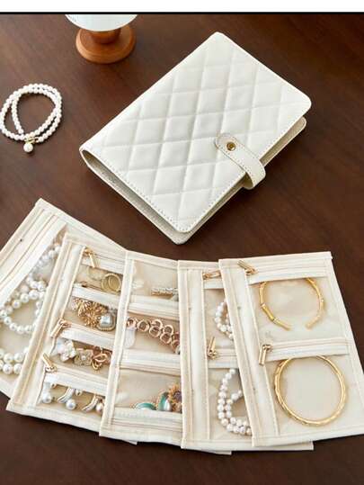 Multi-Compartment Design Large Capacity With Separate Pockets For Earrings, Necklaces, Rings And Bracelets, Keep All Jewelry Well-Organized.Foldable Multi-Function Jewelry Organizer Pouch Portable Travel Jewelry Storage BagWide Application Suitable For Home Storage And Travel Carrying, Ideal Gift For Women And Girls.