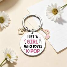 韓流愛好者專屬 K-POP 鑰匙圈，愛心與音符吊飾，可愛包包配件，送給 K-Pop 粉絲的貼心禮物 - 彩色 - 查看 3