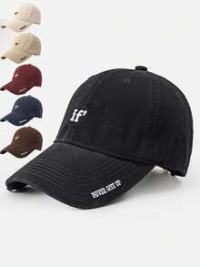 1 pieza Gorra de béisbol versátil y de alta calidad para mujer, con bordado de letra lateral, protección solar de moda, estilo callejero casual y vintage, ala curva, adecuada para vacaciones, playa, ciclismo, días festivos, viajes - A - Ver 1