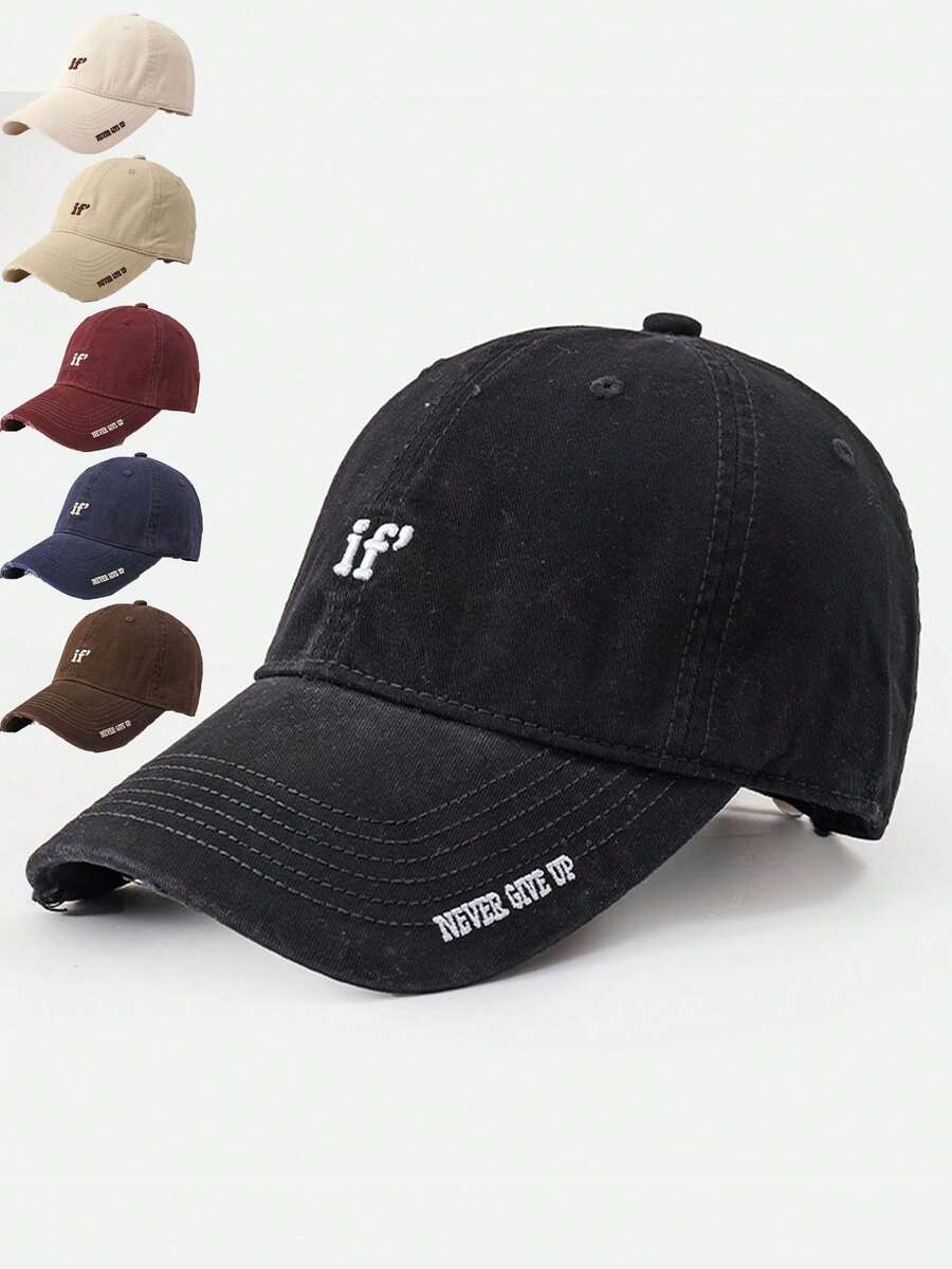 1 pieza Gorra de béisbol versátil y de alta calidad para mujer, con bordado de letra lateral, protección solar de moda, estilo callejero casual y vintage, ala curva, adecuada para vacaciones, playa, ciclismo, días festivos, viajes - A - Ver 1