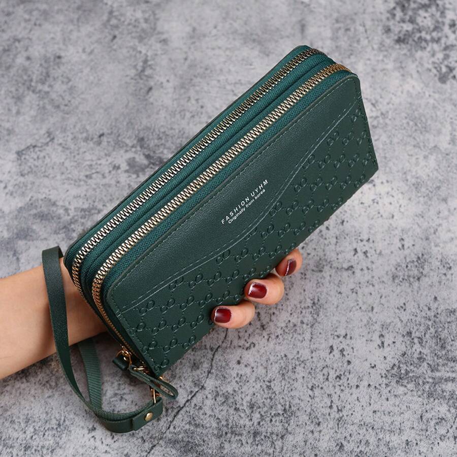 Double-Layer Zipper Coin Purse Long Women's Wallet Large Capacity Multi-Functional Phone Bag Small Bag - Green - View 1