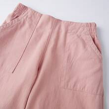 Women's Baggy, Loose-Fitting Denim Pants With  And Relaxed Style – Casual Solid Cargo Trousers - Pink - View 6