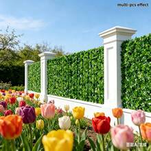 2pcs = 80 Inches Total Length Artificial Green Leaf Fence, Weather-Resistant Plastic Material, Outdoor Privacy Decor Wall Panels, Realistic Evergreen Leaves, Maintenance-Free Decoration For Balcony, Yard, Porch - Green - View 9