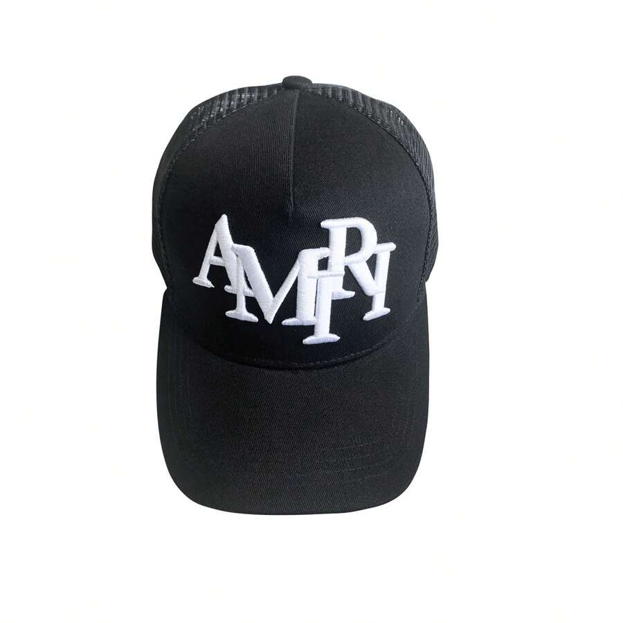 AMIRI Men's Hip-Hop Letter Baseball Cap, Outdoor Adjustable Breathable Mesh - Black - View 1