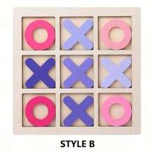 1个木制XO井字棋游戏，逻辑思维益智桌面玩具，三重井字棋游戏，培养耐心，休闲减压玩具，派对聚会 - 彩色 - 查看 7