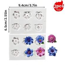 2 khuôn silicon 6 ngăn hình hoa lan 3D đẹp mắt kiểu Ins, khuôn silicon làm nhựa epoxy hình hoa cúc, khuôn silicon làm mặt dây chuyền đá thơm 6 ngăn, khuôn làm xà phòng thủ công DIY - 2 khuôn / 6 bông hoa sen nhỏ - Xem 9