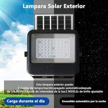 Reflector Solar LED Exterior 200W 1600lm 3 Temperaturas 3000K 4000K 6500K Panel Solar 15W Batería 12000mAh Control Remoto Fotocelda y Temporizador IP65 para Patio Cochera y Jardín - R82W200 - Ver 5