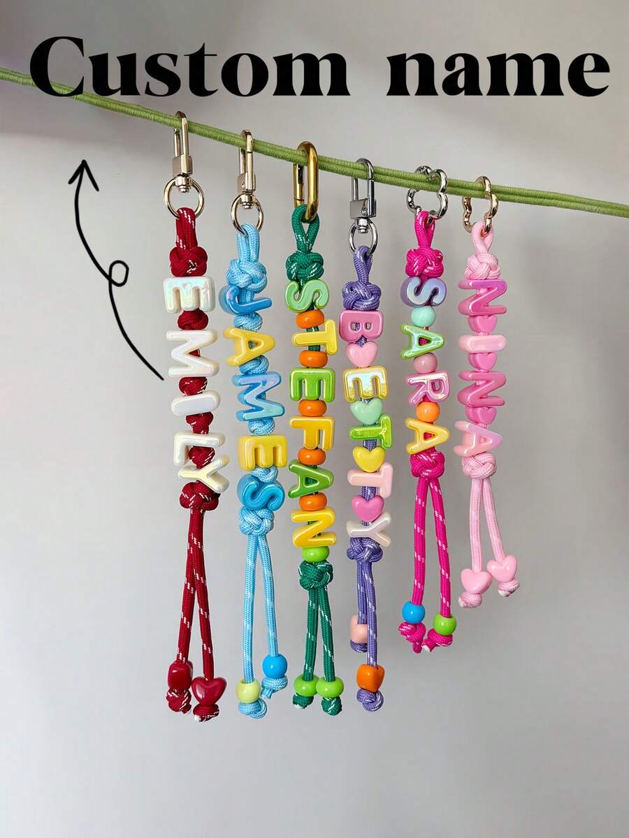 Personalized Name Keychain, Paracord Backpack Tag, Lucky Knot Charm - Multicolor - View 1