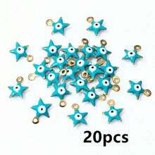 20pcs 10x8.5mm Enamel Evil Eye Star Shaped Pendant, Stainless Steel Material, DIY Jewelry Making Accessories, Bracelet & Earring Components - Star - View 16