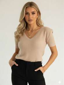Modal Knit Blouse With V-Neck - Summer 2026 - Arena - Ver 3
