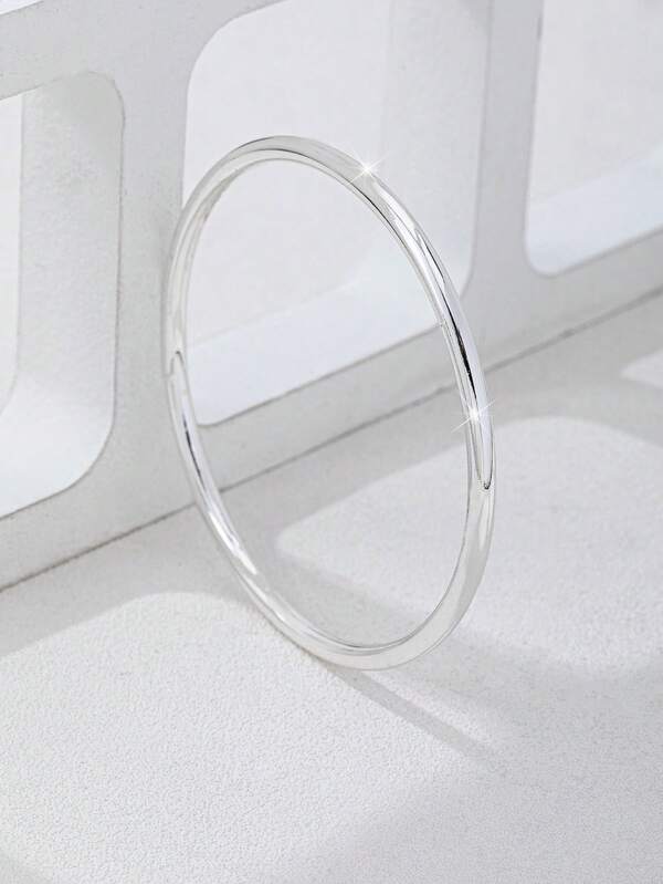 1 Stück 925 Silber beschichtetes Armband mit 3,5 mm Breite, vintage minimalistischer glatter Schmuck für den täglichen Gebrauch für Frauen