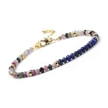 1 chiếc vòng tay điều chỉnh được, làm từ các hạt đá tự nhiên 2x4mm như Beryl, Lapis Lazuli, Amethyst, Garnet, vòng tay hạt nhỏ tinh tế, phù hợp cho phụ nữ đeo hàng ngày, món quà tuyệt vời dành cho bạn bè và mẹ. - Nhiều màu - Xem 11