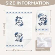 MEMNUN 2条装水彩藏蓝色花卉印花厨房毛巾，尺寸为15.75*23.62英寸（40*60厘米），超柔软微纤维材质，现代风格，可作抹布、厨房毛巾、洗碗巾、手巾、家居装饰、厨房装饰、烹饪烘焙清洁巾、厨房配件，可机洗，适用于餐厅、厨房、家居装饰和礼品，四季皆宜 - 彩色 - 查看 4