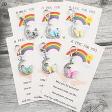 6pcs Colorful Moon & Butterfly Keychains With Pocket Hug Cards, Inspirational Gift, Suitable For Bag Decoration, Key Chain, Party Favor, Travel Companion, Positive Gift For Family & Friends, Wedding Party Decor, Perfect For Mother's Day, Father's Day, Graduation - Multicolor - View 2