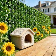 2pcs = 80 Inches Total Length Artificial Green Leaf Fence, Weather-Resistant Plastic Material, Outdoor Privacy Decor Wall Panels, Realistic Evergreen Leaves, Maintenance-Free Decoration For Balcony, Yard, Porch - Green - View 10