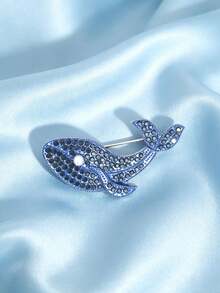 Luxury Blue Whale Brooch, Exquisite Pearl Animal Design, Fashionable Women Clothing Accessory - Multicolor - View 7