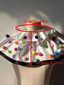 1件白色緞面可拆卸荷葉邊假領，配彩色毛球與黑色滾邊裝飾領飾，小丑風/嘉年華風格吸睛領口 - 白色 - 查看 10