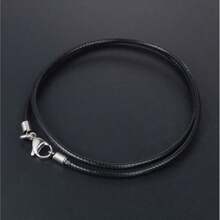 Cordón de collar de cuero trenzado de 16-24 pulgadas con broche, cordón de cuero negro de 2.5 mm, unisex - Multicolor - Ver 1