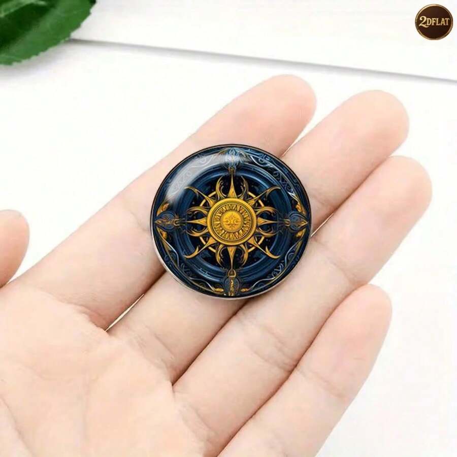 2D Flat Vintage Nautical Theme Stainless Steel Brooch, Unique Compass Pattern Lapel Pin For Men's Suit, Shirt, Jacket, Bag, Hat, Boots - Perfect Birthday Or Party Gift, Distinctive Present - Multicolor - View 1
