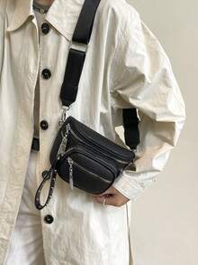 复古风、休闲风、时尚风、百搭风、多口袋、通勤包、相机包、学院风、教师节礼物、格子宽肩带、大容量、便携、轻便、女士包、运动背包、豹纹、斜挎包、便携、轻便、办公、教师、大学生、单肩包、Y2K、朋克 - 查看 3