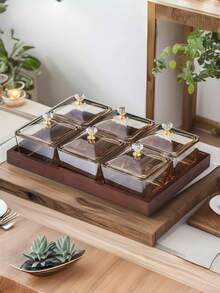 6个装带盖玻璃水果托盘盒，日式风格，可存放干果/坚果/茶叶/咖啡豆/水果/零食，适用于客厅/餐厅/办公室/咖啡厅/餐馆 - 彩色 - 查看 9