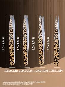 J·FOCUS Stylish Leopard Print 4Pcs Tweezers Set, Stainless Steel Precision Eyebrow & Facial Hair Removal Tweezers, Multi-Type Slant/Pointed Tips For All Hair Types - View 3