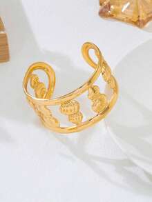 1pc Fashionable Punk Style Hollow Gourd Bangle, Minimalist Design Suitable For Women's Daily Wear, Party, Outdoor - Bracelet - View 2