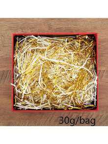 30g/Pack White Gold Raffia, Gold Thread Mixed Raffia, Thick Paper Shred For Gift Box Filling, Gold Paper Confetti, Gift Wrapping Filler, Holiday Decor Accessory, Home Decor Paper Shred - Multiple Styles - View 3
