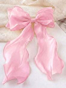 1/2/3 piezas Clips de pelo con lazo de red, accesorios de pelo diarios, clips de pelo grandes, decoración de pelo - Rosado Sandía - Ver 6