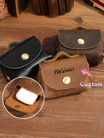 Customizable Genuine Leather Coin Purse/Pocket – Vintage Style, Personalized Laser-Engraved Lettering, Compact Design, Can Hold Headphones And Change, Making It The Ideal Valentine's Day Gift For Your Husband Or Boyfriend. Valentine's Day Gift | Vintage Coin Purse | Unique Pattern, Compact Coin Purse.