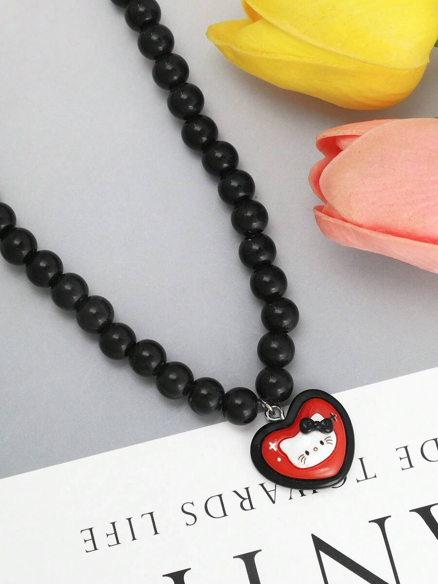 SANRIO Dây chuyền mặt hình trái tim đào dễ thương và độc đáo KT hình mèo, thiết kế mùa hè giản dị sáng tạo. - Nhiều màu - Xem 1