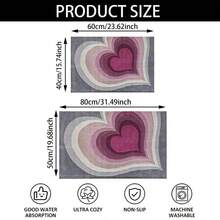 Thảm tắm cao cấp in hình trái tim màu hồng, siêu mềm mại, chất liệu microfiber, chống trượt, thảm cửa, thảm thấm hút tốt, có thể giặt máy, sợi ngắn, lớp lót TPR, vải dệt kim, thích hợp cho phòng tắm, phòng ngủ, nhà bếp, lối vào, sử dụng trong nhà và ngoài trời, phụ kiện và trang trí phòng tắm, quà tặng tân gia hoàn hảo. - Nhiều màu - Xem 3