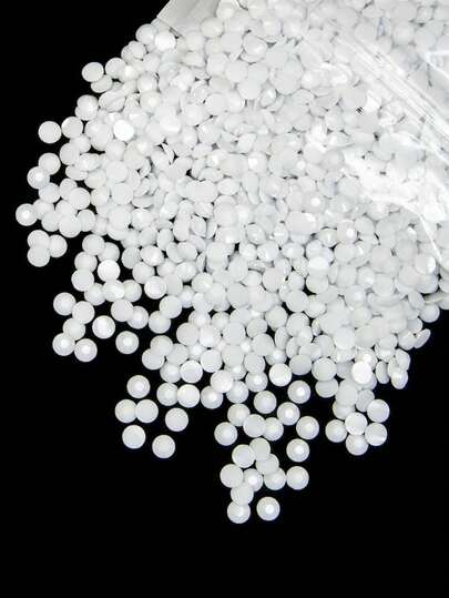 1100pcs/2100pcs Pure White Flat Bottom Resin Rhinestones, 2mm 3mm 4mm 5mm 6mm Non-Hotfix Flat Round Jelly Resin Rhinestone Gems, Suitable For DIY Jewelry Making, Nail Art Decoration, Makeup, Accessories, Shoes, Clothing, Bags
