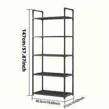 5-Tier Metal Frame & Plastic Shelf Storage Rack - Black Or White 2-Color Multifunctional Organizer For Kitchen Garage Bookshelf | Indoor Outdoor Standing Shelf Unit - Space Saving Home Storage - View 4