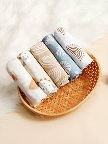 5 chiếc yếm ăn cho bé bằng vải muslin 60*60cm, khăn vuông đa năng, yếm thấm nước dãi cho bé. - Nhiều màu - Xem 2