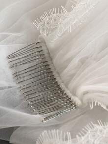 1pc 2m Long Lace Bridal Veil, Elegant Wedding Dress Accessory, Suitable For Cathedral Wedding - Nhiều màu - Xem 5