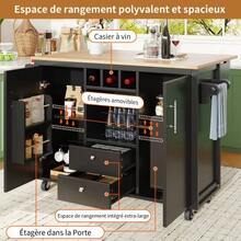 Kitchen Sideboard 120 X 73 (45) X 92 Cm - Black - View 5