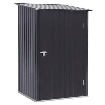 Garden Shed, 1 X 1 M, Metal, 0.92 M², Galvanized Steel, Dark Grey