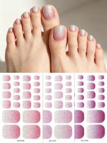 3pcs Gradient Glitter Toe Nail Wraps, Spring/Summer Exquisite Luxurious Toe Nail Strips,Easy To Apply,Suitable For Women's Vacation, Holiday Parties, Dates, And Home DIY Nail Stickers - Multicolor - View 8
