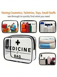 New Nurse Pattern Storage Bag - Transparent Toiletry Bag, Travel Essentials, Portable Travel Toiletry Bag With Zipper, Beach Transparent Pvc Toiletry Bag, Waterproof Storage Bag, Transparent Storage Bag, Data Cable And Usb Interface Storage Bag,Can Store Medicines, Medical Kits, Etc. - Multicolor - View 8
