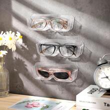 2/4pcs Transparent Eyeglasses Storage Rack, Wall-Mounted Fashion Glasses Display Stand, Home Glasses Holder/Rack, Suitable For Home Decor, Bathroom Storage - Clear - View 3