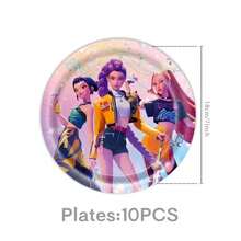 Juego de vajilla temática de grupo de chicas K-Pop de 81/51 piezas, adecuado para 10 personas, juego de vajilla para fiesta de cumpleaños, incluye platos, vasos y servilletas. Suministros de decoración para fiestas, adecuado para camping, picnic, barbacoa en el patio trasero y decoración de sitios de fiestas festivas, regalo perfecto para fans. - Multicolor - Ver 3