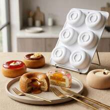 Khuôn làm bánh mousse tròn 6 ngăn, bằng silicon chịu nhiệt, chống dính, dễ lấy bánh ra, thích hợp làm các món tráng miệng mousse, thạch, pudding, sô cô la và các món ăn nhẹ khác, dành cho người làm bánh tại nhà và những người yêu thích tự làm món tráng miệng. - Nhiều màu - Xem 1