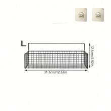 1pc Bathroom Storage Rack, Wall Mounted Bathroom Organizer Basket, Rustproof Metal Wire Mesh Bathroom Shelf, Adhesive Hanging Storage Basket, Suitable For Bathroom Wall - Multicolor - View 12