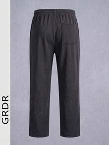 GDRD[Minimalist/Cleanfit] بنطال رياضي رمادي داكن فضفاض مستقيم الساق كاجوال طويل متعدد الاستخدامات للرجال في الصيف - رمادي غامق - مشاهدة 6