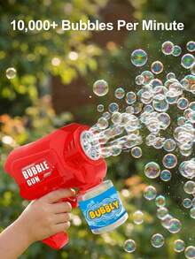 Children's Fun Handheld Small Bubble Gun - Fully Automatic Bubble Gun - 26-Year New Model In Blue And Red Colors - Suitable For Summer Water Play Toys As Gifts (Without Batteries And Bubble Water) - Multicolor - View 6