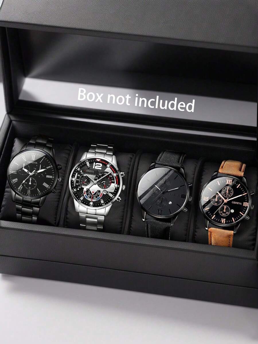 4 Pieces/Set Men's Business Casual Watch Set, Round Dial, Fashion Quartz Watches For Men, Classic Men's Gift, Suitable For Daily Wear, Best Gift - Multicolor - View 1
